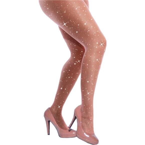 Sexy Sparkly Fishnets Stockings Jeweled High Waist Fishnet Tights - Picture 6 of 6